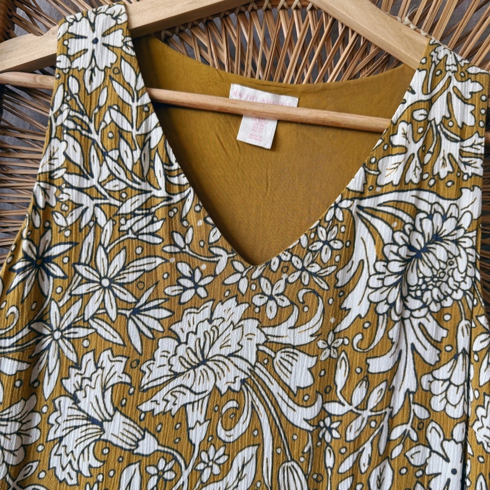 Rachel Ashwell Mini Floral Mustard Dress SZ XS Tiered - Picture 4 of 6